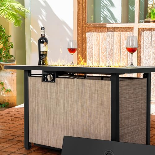 Image of Nuu Garden 43 inch Propane Fire Pit Table, CSA-Listed Outdoor 50,000 BTU Gas with Lid and Glass Beads, 2-in-1 Rectangular for Outside Backyard Patio, Light Brown