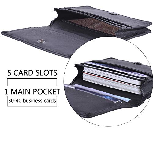 RFID Genuine Leather Bifold ID/Business Credit Card Case Holder for Men Slim Front Pocket Wallet Button3