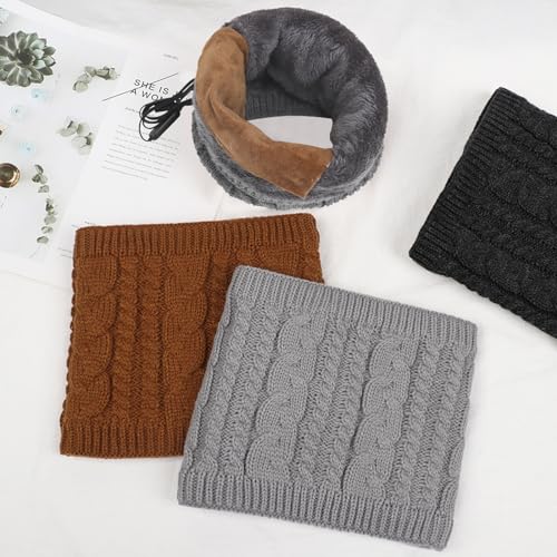 TINAYAUE Unisex Beheizter USB-Schal Warmer Winterschal verdickter Plüsch Halswärmer Weicher Strickschal Winddicht Nackenwärmer Gestricktes Halstuch für Radfahren, Wandern, Reisen, Bergsteigen