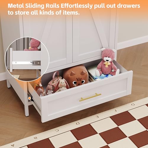 Image of Aobabo Metal Wardrobe Cabinet with 1 Drawer, 71 inch H Metal Armoire Wardrobe Closet with 1 Adjustable Shelf and Hanging Rod for Home, Laundry Room, Office, Installation Required, White