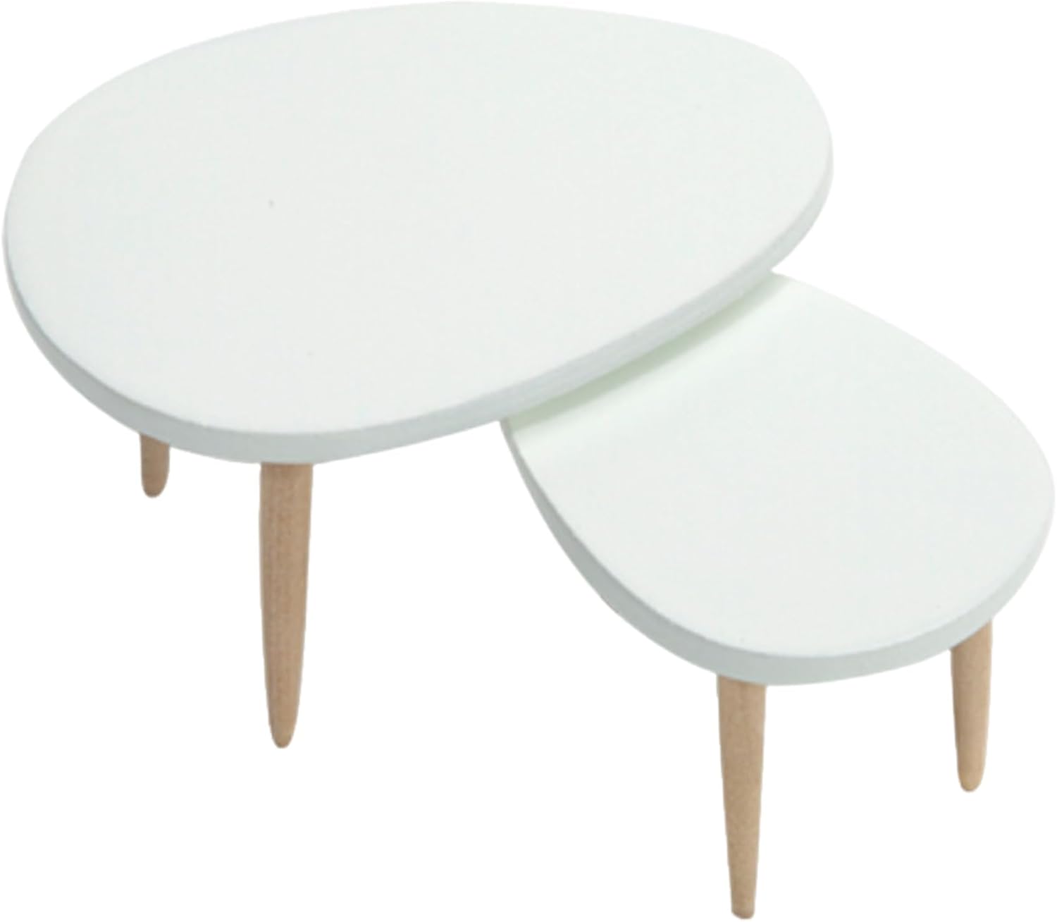 Miniatuurmeubels, 2 stuks 1 12 schaal poppenhuis meubels driehoek salontafel miniatuur met gladde rand realistisch hout 1/12 schaal accessoires voor poppenhuis decor wit