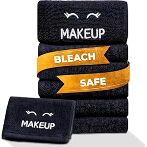 White Classic Bleach Safe Black Makeup Washcloths for Face Cleansing, 6 Pack – Super Soft Luxury Cotton Black Makeup Towels, Highly Absorbent and Quick Dry, All Makeup Remover Cloth | 13 x 13