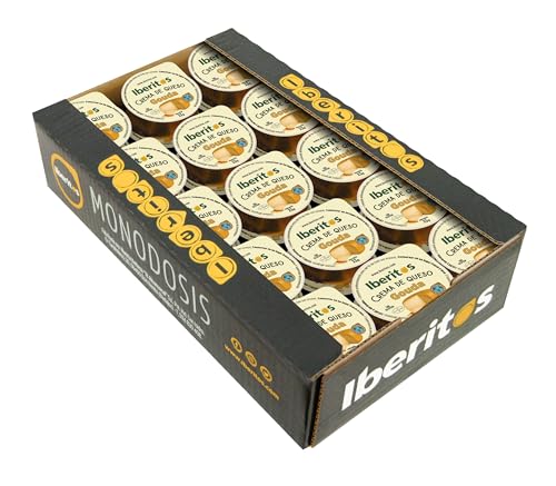 Iberitos - Crema de Queso Gouda de Monodosis - Sabor Cremoso y Suave de Queso Gouda Natural - Perfecto para Untar y Disfrutar en Aperitivos - Contiene Lactosa - Bandeja con 45 Unidades de 23 g