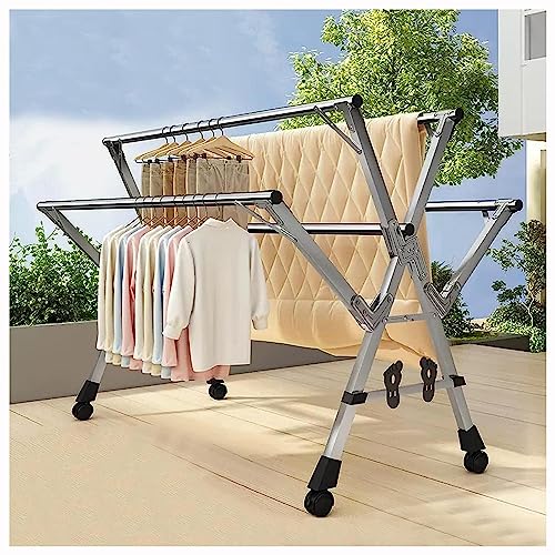 Perchero plegable de acero inoxidable, diseño plegable que ahorra espacio para uso en interiores, resistente y resistente al óxido, ideal para apartamentos y viajes