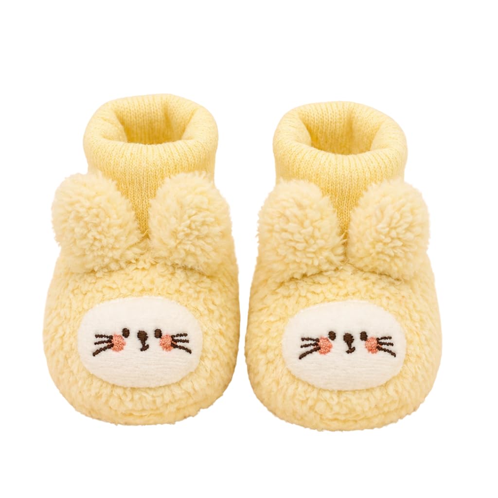 lil hugz Baby Sock Shoes, Yellow and Pink, 6-12 Months, Bow and Cartoon Design, Anti-Slip Sole-picture-15