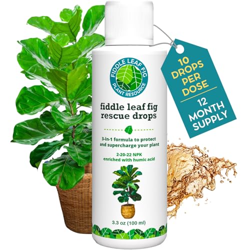 Fiddle Leaf Fig Rescue Drops | 3-in-1 Liquid Fertilizer, Root Supplement & Immunity Booster | Easy-to-Use Houseplant Supplement for Resilience, Growth & Vitality | Made in USA | 3.3 oz (100ml)
