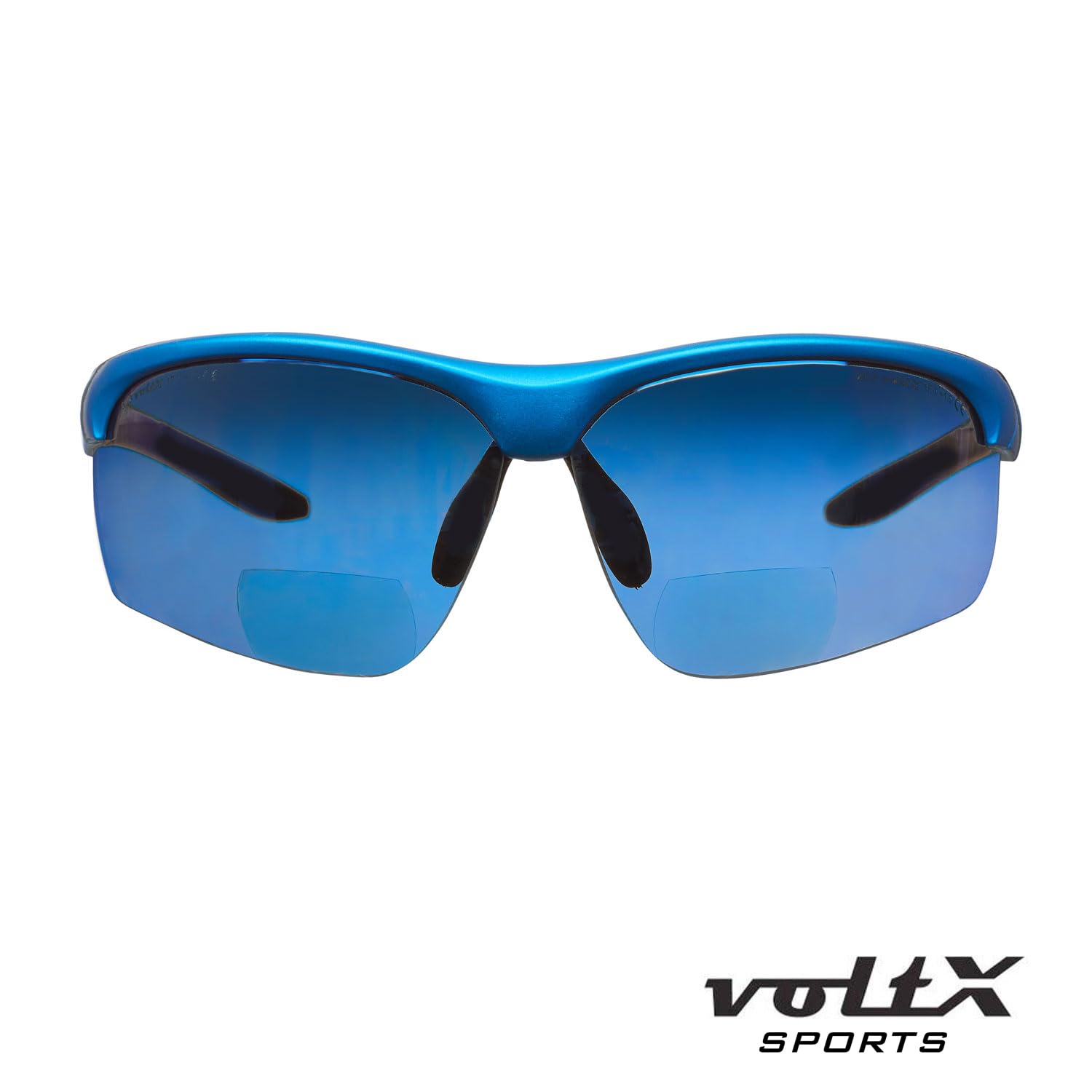 voltX CONSTRUCTOR ULTIMATE Bifokale Schutzbrille mit Lesehilfe (Blauer rahmen, blau verspiegelte Gläser +2,0 Dioptrien)