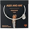 Alex and Ani Path of Symbols Expandable Bangle for Women, Feather II Charm, Rafaelian Silver Finish, 2 to 3.5 in