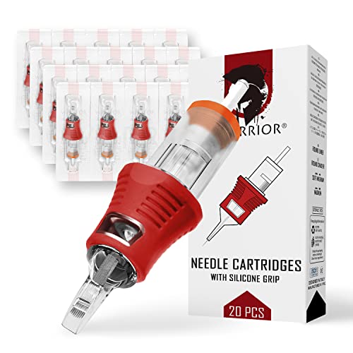 WARRIOR PRO Tattoo Needle Cartridges with Silicone Rubber Handle Sterilized Tattoo Needle Cartridge Magnum Soft Curve 20pcs Japanese Steel Permanent Makeup PMU(0.30MM-1027CM)
