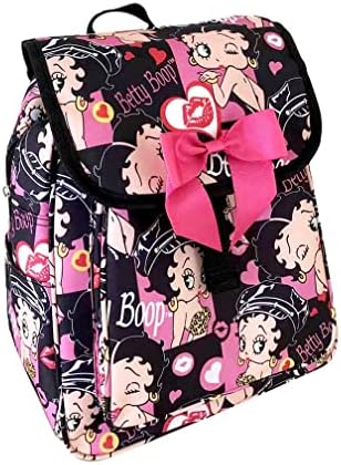 LuxeBag Betty Boop Canvas 13" Height Backpack with Ribbon (Multi)