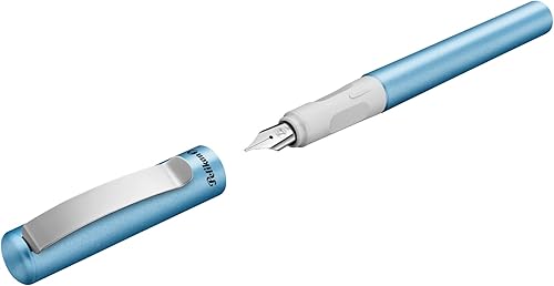 Pelikan Pina Colada - Pluma estilográfica con cartucho de tinta estándar recargable para usuarios diestros e zurdos, color azul, paquete de 1