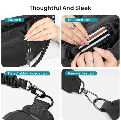Image of TOPEAST Fanny Pack for Women, Anti-Theft Travel Belt Bag Crossbody Sling Bag Purse with RFID Blocking, Small Fashion Bum Bag with Multiple Pockets for Hiking Walking Sport, Black