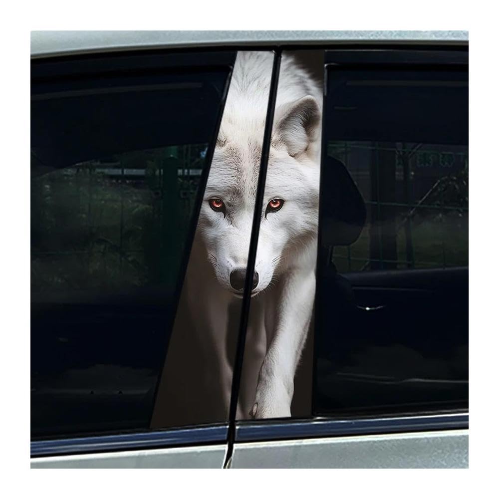 Decorative Items 2PCS Burning Wolf Fire Wolf Car B Pillar Waterproof Stickers DIY(G)