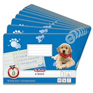Herlitz Schulheft x.book A5, Lineatur 0, 1. Klasse, 16 Blatt, 10 Stück