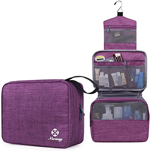 Hanging Travel Toiletry Bag Cosmetic Make up Organizer for Women and Girls Waterproof (V-Purple)