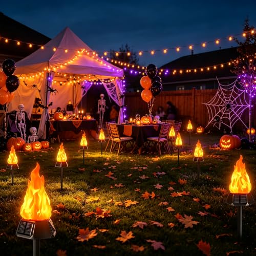 Image of Toodour Solar Halloween Lights Outdoor, 4 Pack Solar Torch Light Waterproof