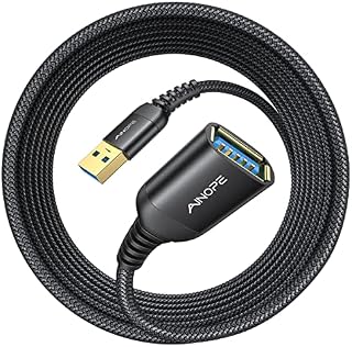 AINOPE 10FT USB 3.0 Extension Cable Type A Male to Female Extension Cord Durable Braided Material High Data Transfer Compatible with USB Keyboard,Mouse,Flash Drive, Hard Drive,Printer-Black
