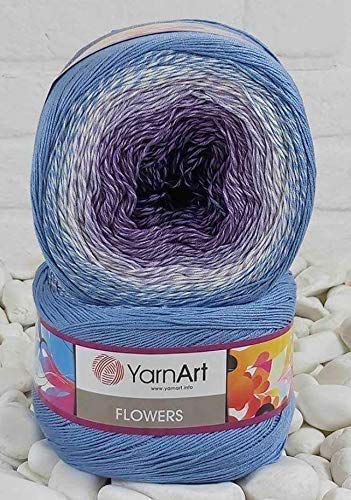 Image of Cotton Yarn Rainbow Art Flowers 55% Cotton 45% Acrylic 250gr 1094yds Multicolor Crochet Yarn Spring Summer 2 Sport (264)