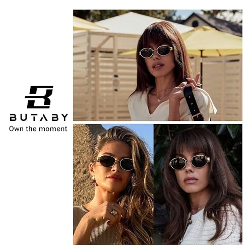 BUTABY Retro Oval Sunglasses for Women Men Designer Trendy Sun Glasses Classic Shades UV400 Protection2