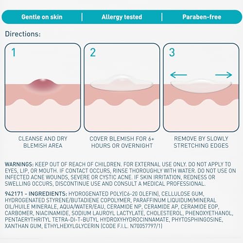 CeraVe Hydrocolloid Blemish Patches, Oil Absorbing Spot Control with Ceramides and Niacinamide, Allergy-Tested & Suitable For Sensitive Skin, Ultra-Thin & Blends Into All Skin Tones, 22ct — view 11