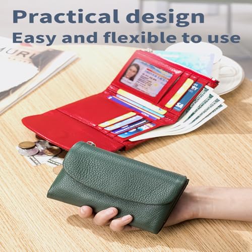 Joyfullygo Wallet, Joyfullygo Unisex Leather Wallet, Large Capacity with Credit Card Holder, Coin Holder & Cash Slots (Deep Red)4