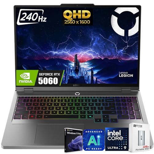 Image of Lenovo Legion 5i 16 inch AI Gaming Laptop, 16 inch 240Hz WQXGA(2560x1600) IPS 500nits, Intel 24-Core Ultra 9 275HX, NVIDIA GeForce RTX 5060 8GB GDDR7, RGB Backlit, WiFi 7, Win11 PRO, W /128GB PSD(64GB|2TB SSD)