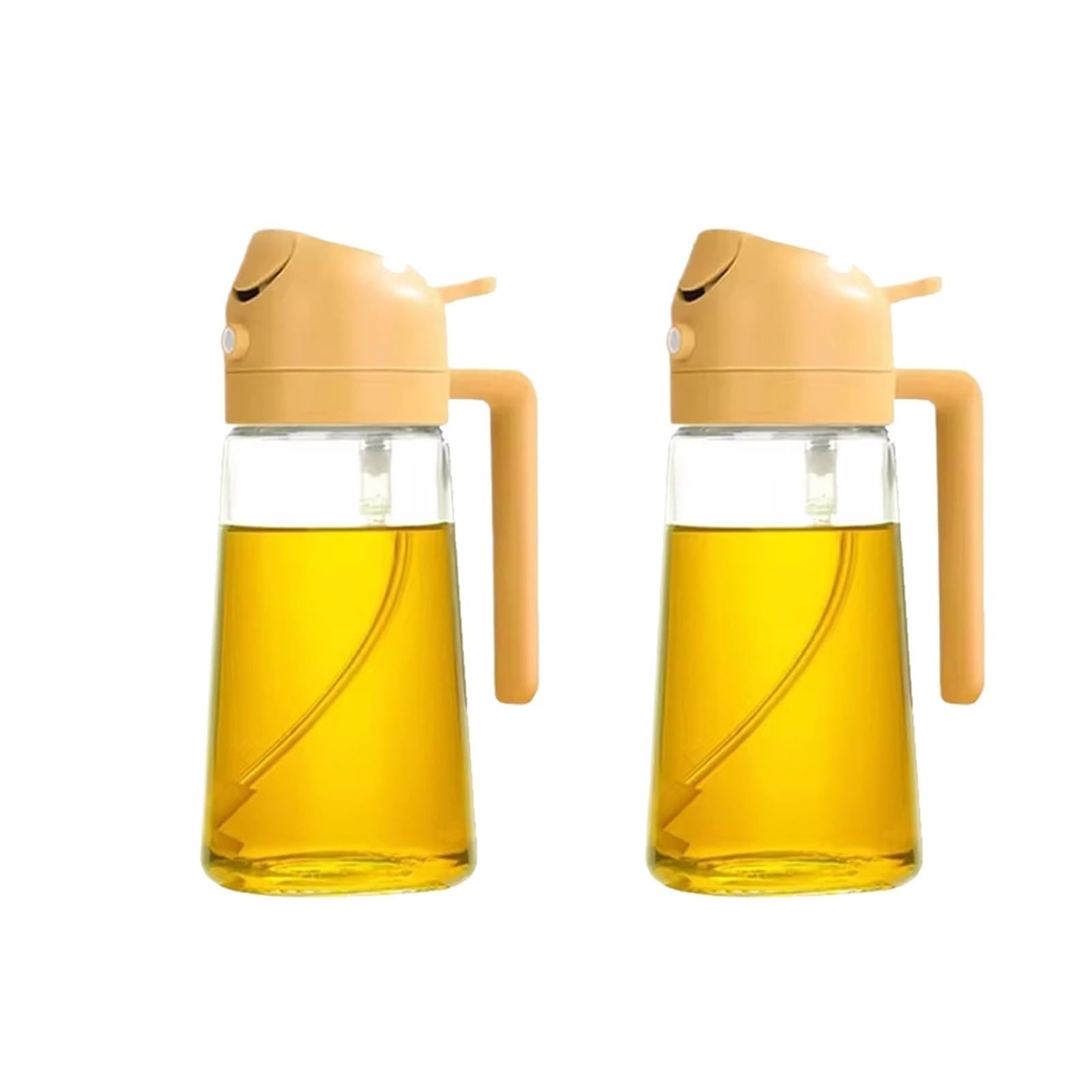Pulverizador de aceite de cocina, Pulverizador 2 En 1, Vertedor De Aceite, Botella Vacía, Contenedor Plástico, Dispensador, Vaporizador, Cocina, Barbacoa, Utensilios Acampada(2Pcs Yellow)
