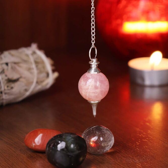 Original Rose Quartz Crystal Stone Ball Pendulum | Natural Love Stone Dowsing Pendulum Meditation Tool | Healing Crystal for Reiki, Chakra Balancing & Feng Shui | Vastu Decorative Item for Home 3