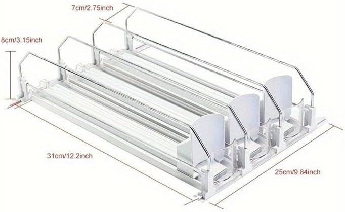 Can Dispenser, 1 Set/3 Counts Can Dispenser with Positioning Buckle, Soda Can Organizer, Drink Organizer for Fridge, Freezer Safe Kitchen Gadgets,Kitchen Storage Rack (1 Set-31cm/12.2in*42cm/16.5in)