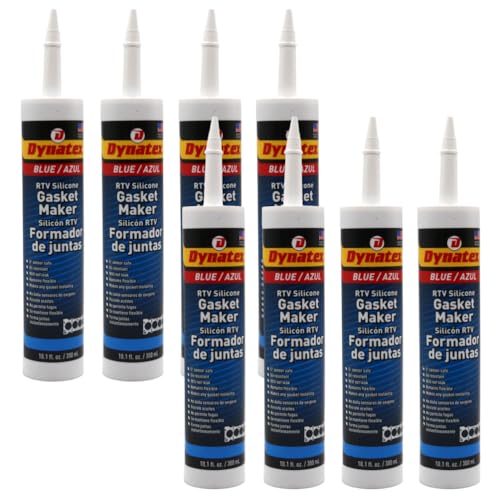 Image of Dynatex Blue RTV Silicone Gasket Maker 10.1 oz Caulk Tube - Oxygen Sensor Safe, OEM Specs, Gear Oil Resistant, Oil /Water Resistant, Made in the USA (8-Pack)