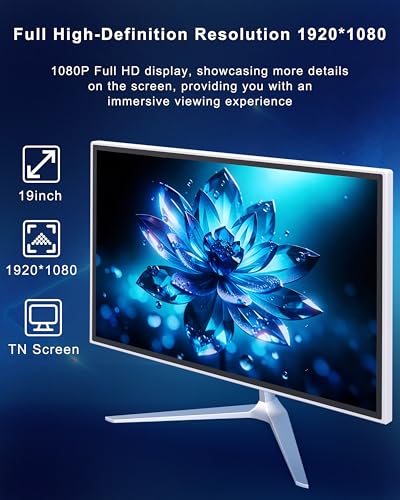 Image of All-in-One Desktop Computer 19 Inch, Space Saving Compact PC | Core i5 8GB RAM 256GB SSD, 1080p TN Screen, WiFi 6 Bluetooth 5.3, Mouse & Keyboard, for Home Office Student
