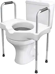 Assento Sanitario Elevado Com Barras Laterais Ajustaveis Suporte Para Idosos E Necessidades Especiais