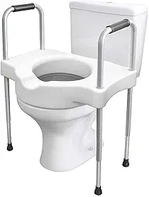Assento Sanitario Elevado Com Barras Laterais Ajustaveis Suporte Para Idosos E Necessidades Especiais