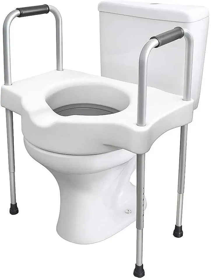 Assento Sanitario Elevado Com Barras Laterais Ajustaveis Suporte Para Idosos E Necessidades Especiais