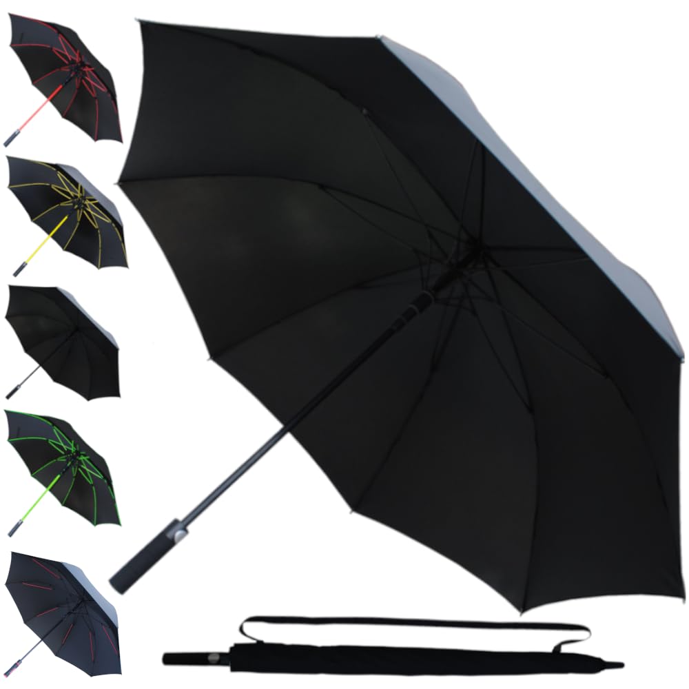COLLAR AND CUFFS LONDON - Wiatroszczelny parasol golfowy 60 km/h - bardzo mocny - StormDefender Jumbo - wzmocniona rama z włókna szklanego - dla 1 lub 2 osób - automatyczne otwieranie - antypoślizgowy | Odporny na deszcz - najlepszy rozmiar - wzmocniona r