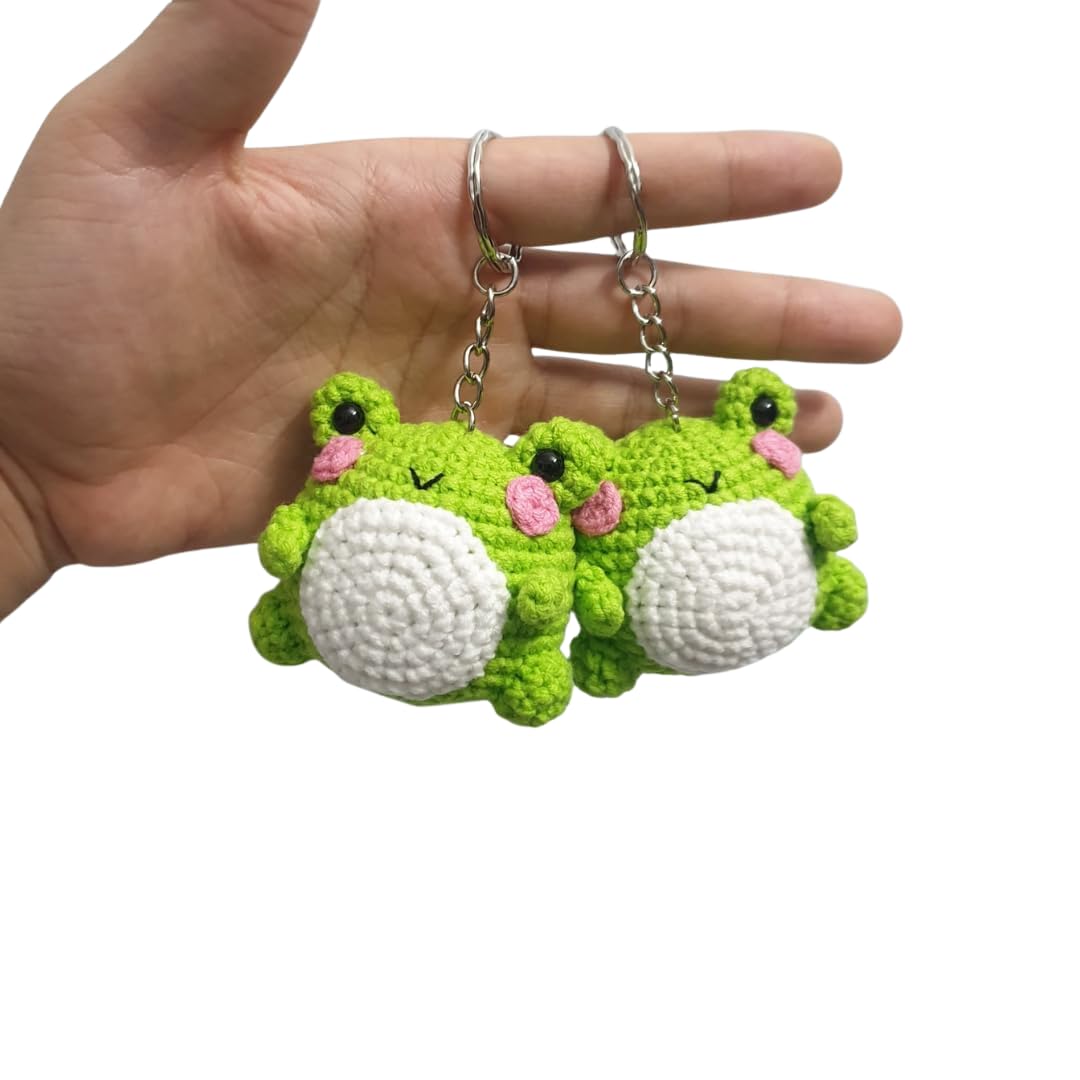 Amazon.com: Minoxo Set of 2 Crochet Green Frog Keychains Handmade