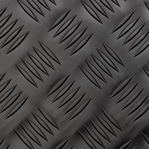 Floordirekt Revêtement de Sol en PVC Diamond Cut – Tapis en Caoutchouc au mètre – Épaisseur : 2 mm – Motif tôle ondulée – Antidérapant et insensible aux liquides et à la saleté (120 x 200 cm, Noir)