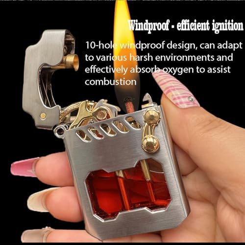 Encendedor mecánico retro de queroseno transparente oro miniatura 3