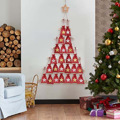 Calendario dell'Avvento Fai Da Te GWHOLE: Scala in Legno a Forma di Albero di Natale da Appendere, Decorazione Natalizia Personalizzabile con 24 Spazi per Sorprese - immagine 6