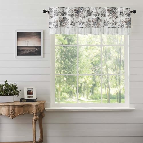 VHC Brands Annie Portabella Brown Floral Vintage Farmhouse Ruffled Valance