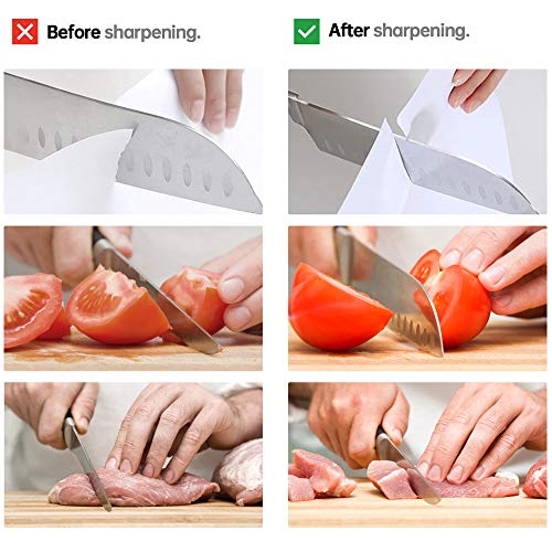 Knife Sharpening Stone Set, Finew Premium 4 Side Grit 400/1000 3000/8000 Water Stones, Non-slip Bamboo Base, Flatting Stone, Angle Guide, Leather Strop, Polishing Compound and Honing Guide - Thumbnail 2