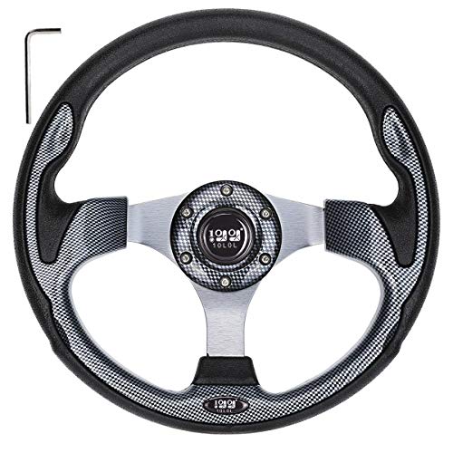 10L0L Golf Cart Steering Wheel, Universal Design Fit Ezgo Rxv & Txt, Club Car Ds, Club Car Precedent Tempo, Yamaha, Most Golf Cart (Style1 Gray) #TOP4
