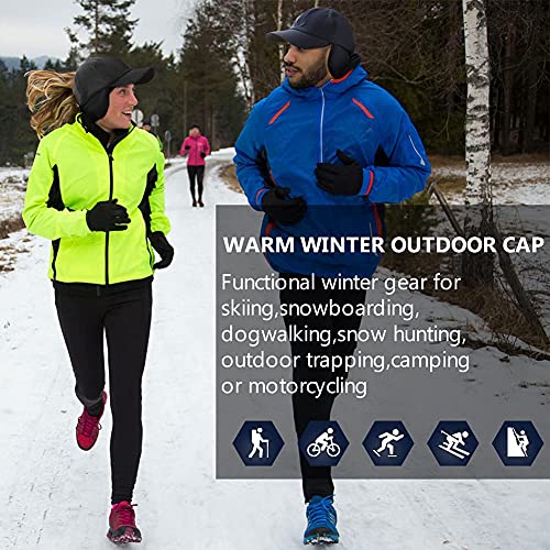 Womens Winter Baseball Cap With Earflaps Fleece Lined Warm Waterproof Hat Mens Outdoor Adventure Adjustable Cap #TOP5