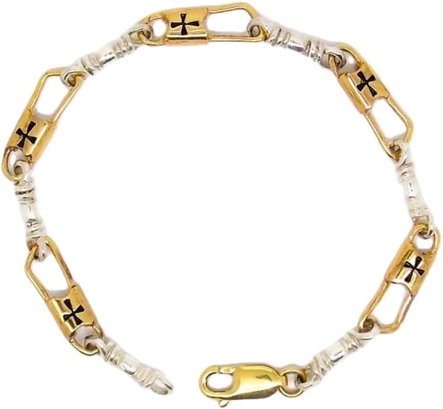 ACTS Bracelet Fishers Of Men 10k Gold and Silver Regular Link, Maltese Cross