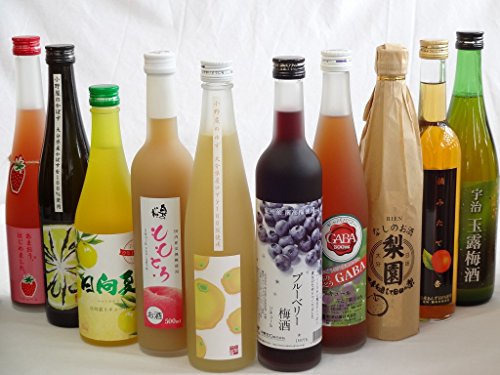 果実リキュール10本セット 紀州産 南高梅使用ブルーベリー梅酒 500ml(和歌山)・高千穂酒造 宮崎産日向夏みかん使用 日向夏 500ml(宮崎県)