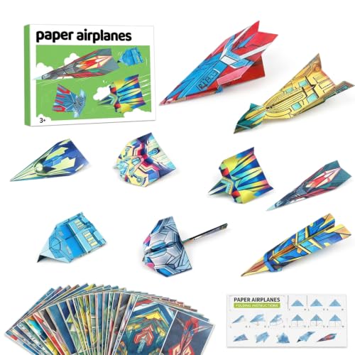 SrgPui 36 Pcs Paper Planes Paper Airplane Kit with 36 Designs Fold and Fly Paper Aeroplane Book Aviation Activity Set for Creative Exploration Indoor and Outdoor Flight Testing