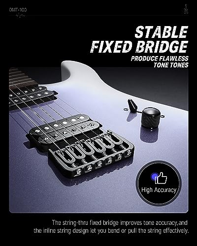Image of Donner Solid Body Electric Guitar, 39 Inch Metal Electric Guitar Beginner Kits with Bag, Strings, Strap, Cable, Strings Dampener for Rock Music Lover, DMT-100 (Gradient Violet)