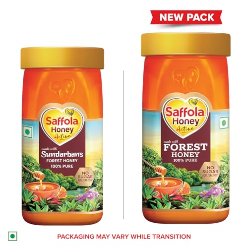 Image of Saffola Honey Active, 500g, Made with Sundarban Forest Honey, 100% Pure Honey, No sugar adulteration, Natural Immunity booster (Pack of 2)