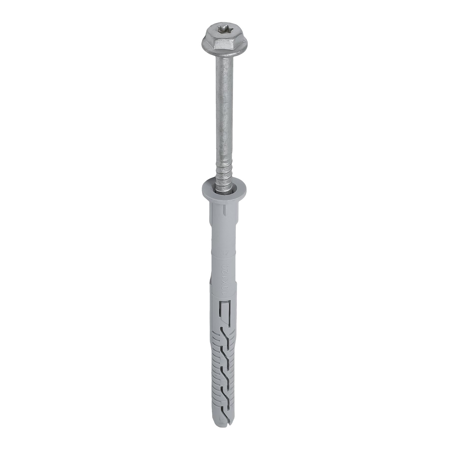 STRÜBER Frame Dowels With Hexagonal Screw And Disc Head With SW/TX Socket (10 X 100 Mm / 50 Pieces) Torx, Window Frame Dowels, Long Shaft Dowels, Wall Frame Mounting, Nylon Dowels, ETA