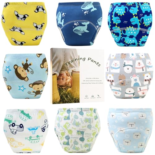 Upairy Training Pants for Boys Girls Toddler Potty Training Underwear Leakproof Reusable Kid Confident Panties Childrens Potty Underwear 100% Cotton for 2T-6T(8PCS L)